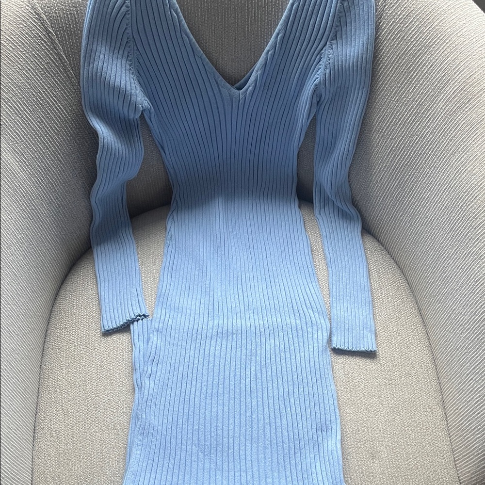 Fashion Nova Light Blue Long Sleeve Dress